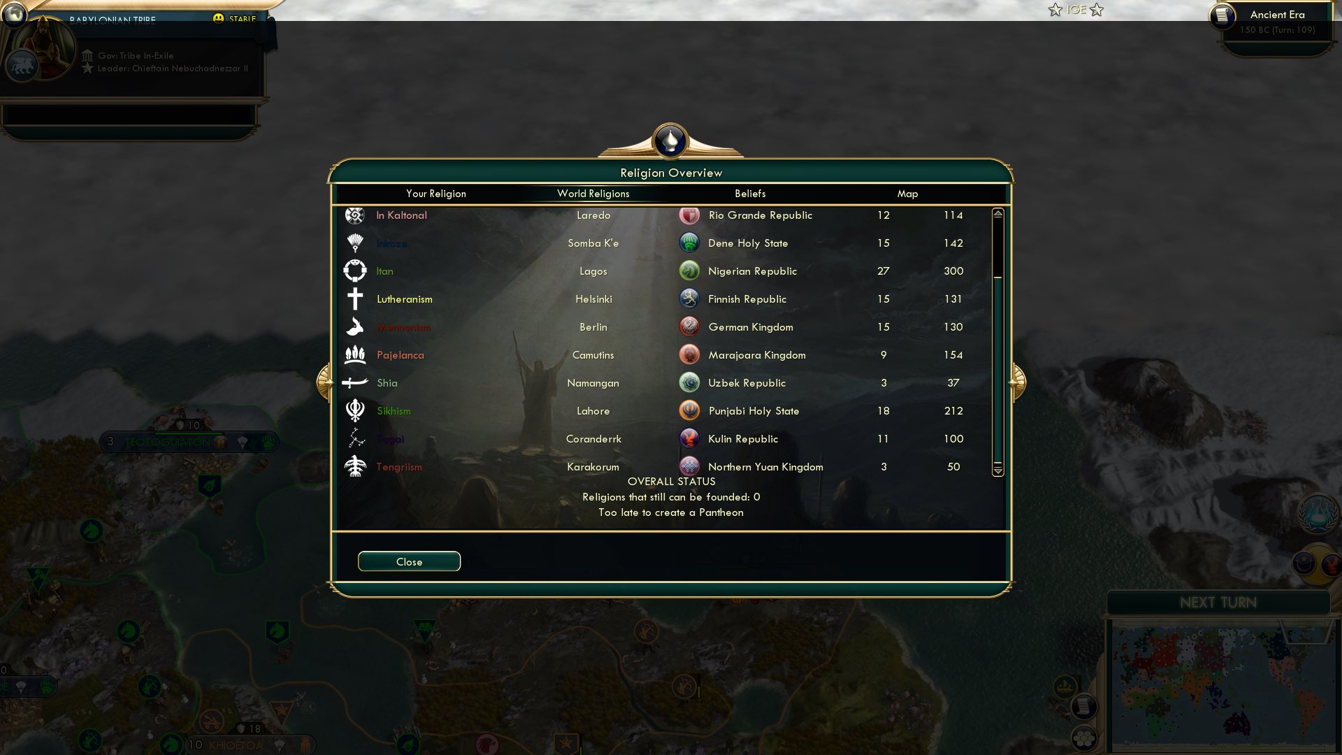 CBR In-Game Screenshot of More Religion Stats