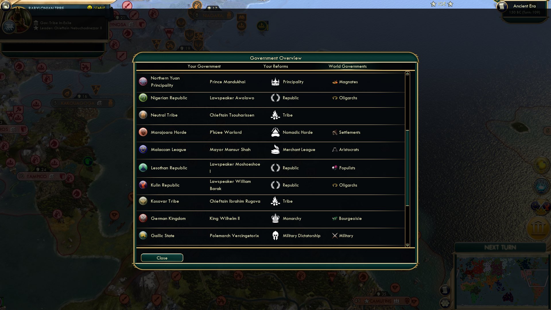 CBR In-Game Screenshot of Government 101