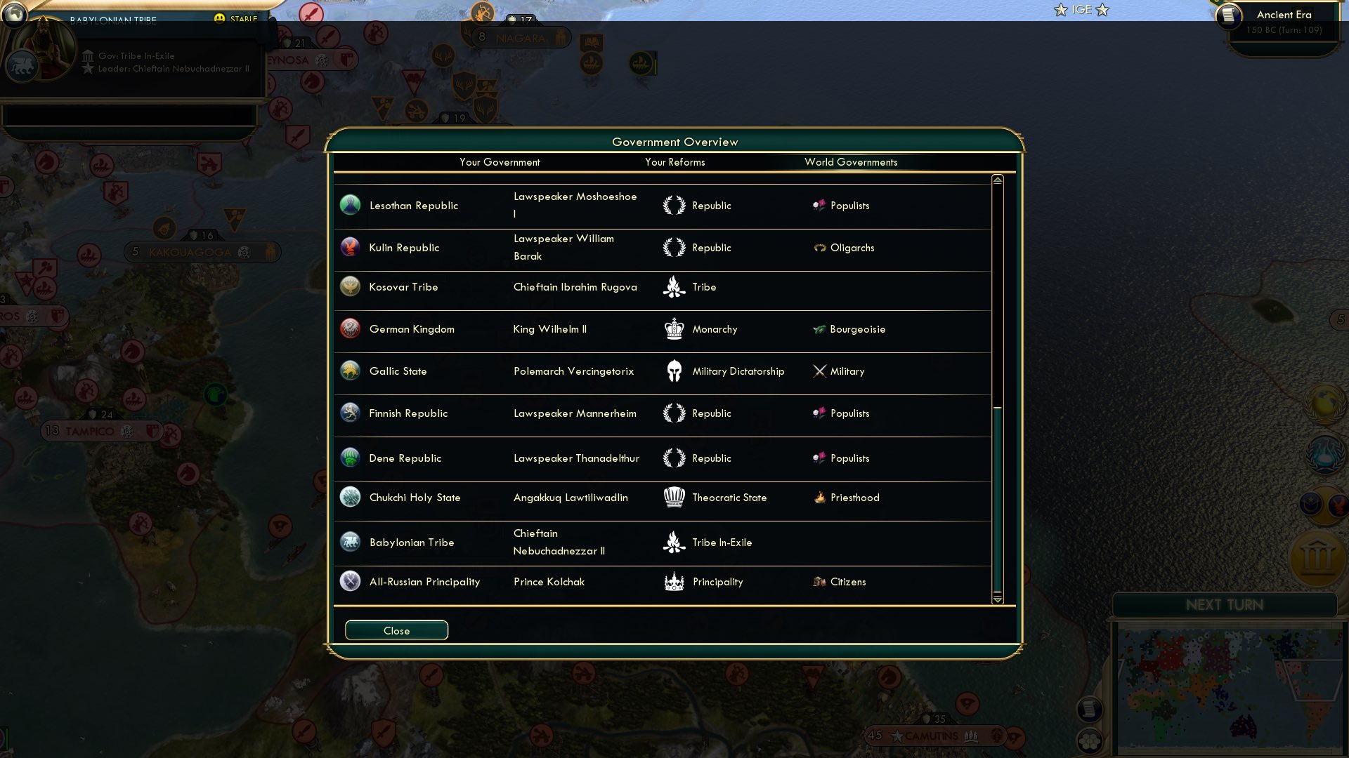 CBR In-Game Screenshot of Government 102