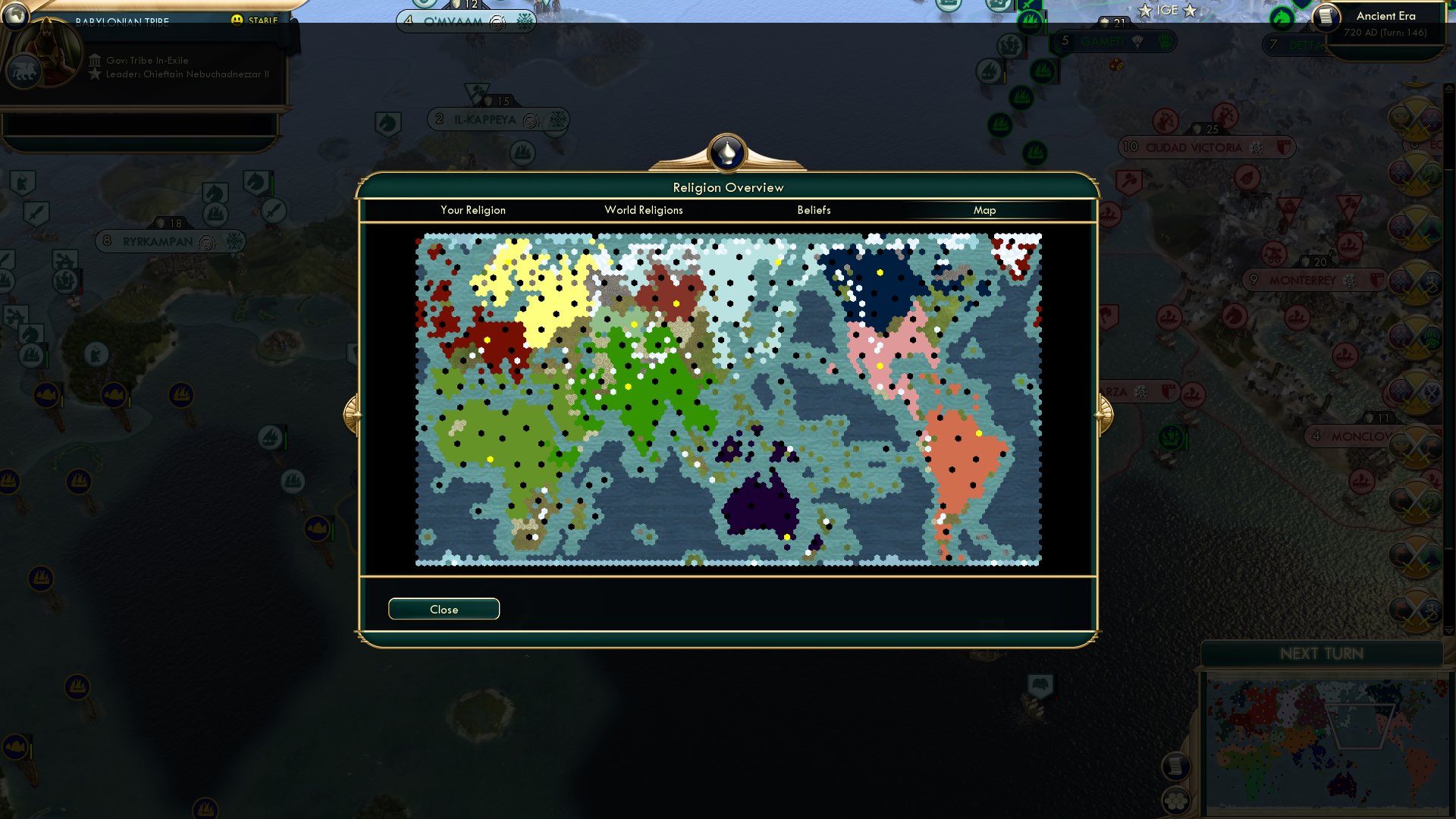 CBR In-Game Screenshot of Religion Map