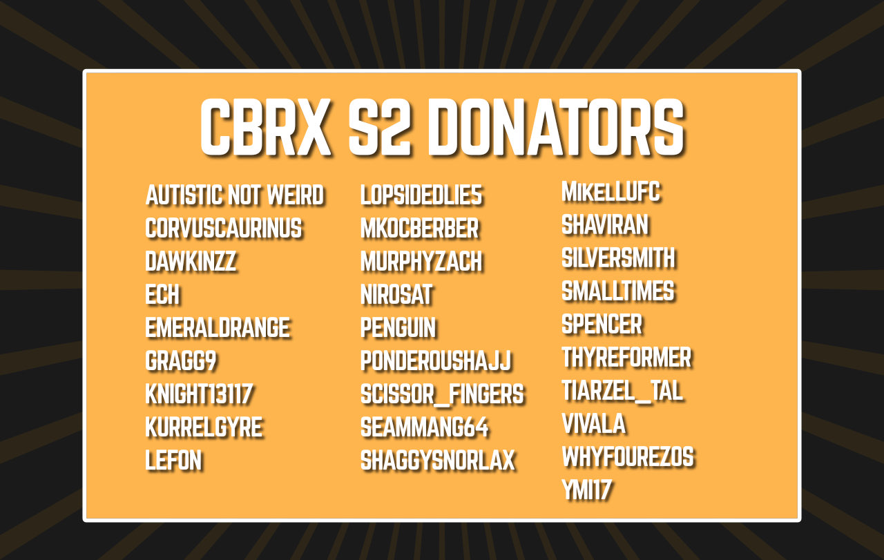 CBR In-Game Screenshot of CBRX is brought to you by viewers like you... thank you.