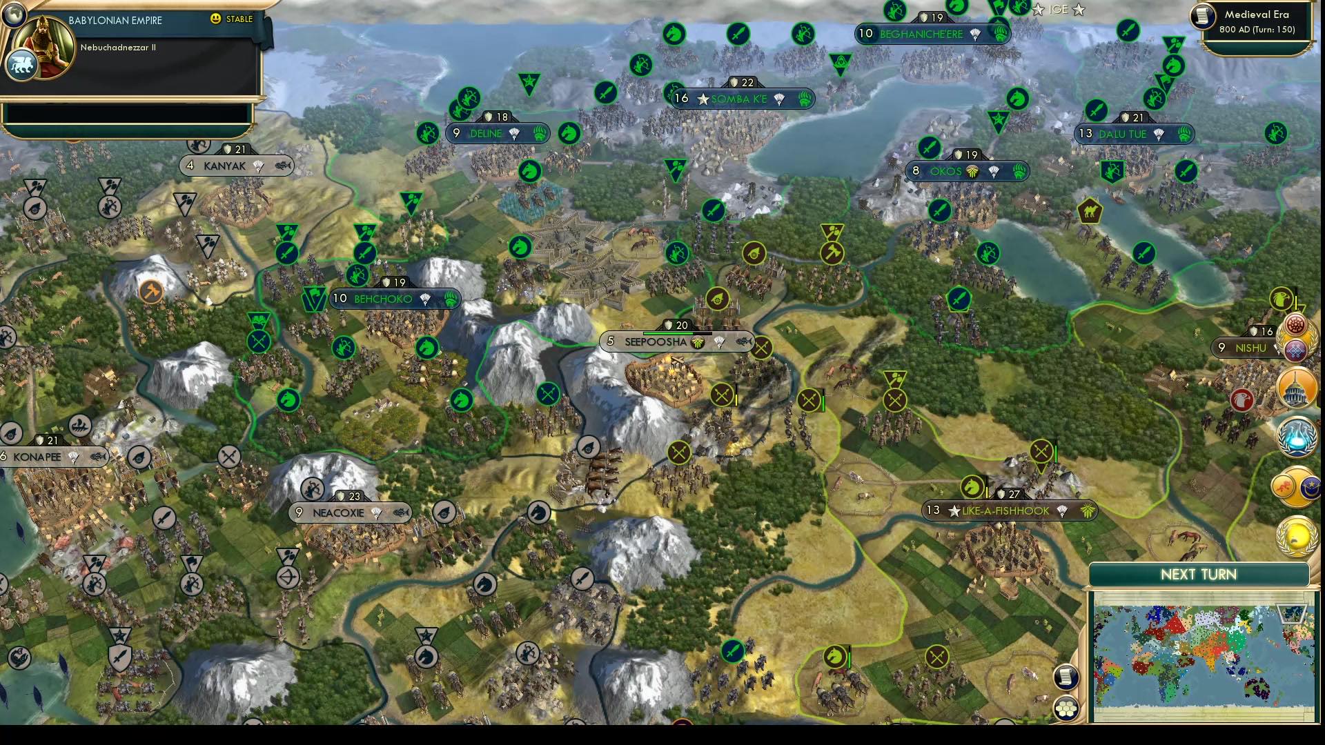 CBR In-Game Screenshot of Three affiliated tribes, one affiliated brain