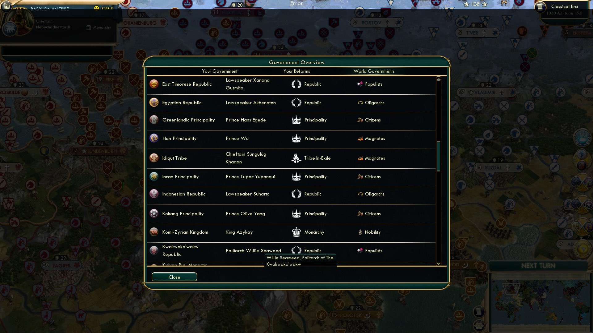 CBR In-Game Screenshot of Govs 3: 50% Sea, 50% Weed