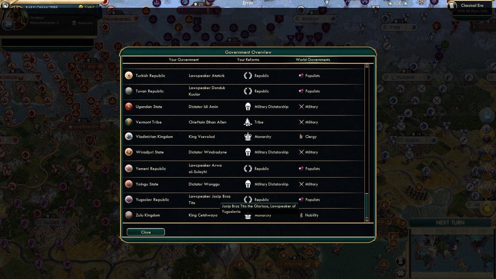 CBR In-Game Screenshot of Govs 5: Broz Moment