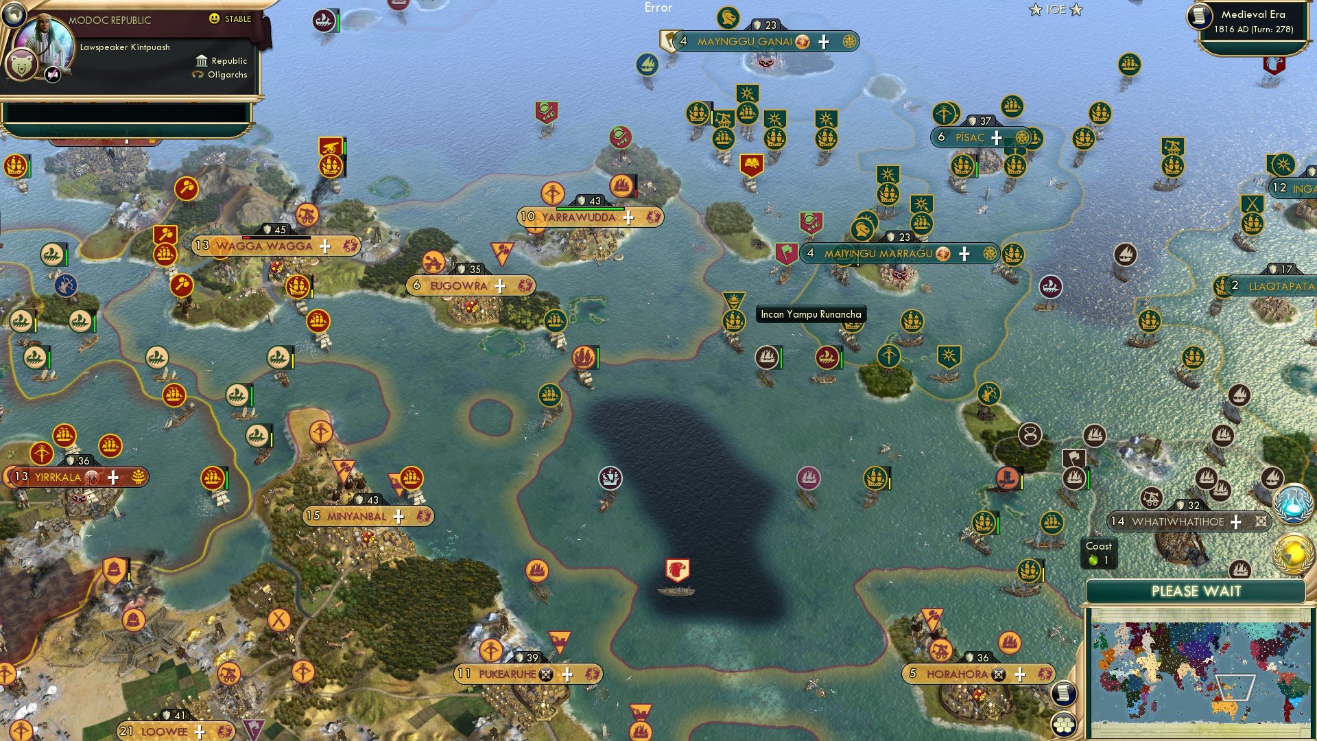 CBR In-Game Screenshot of Turn 278 Degrees Left