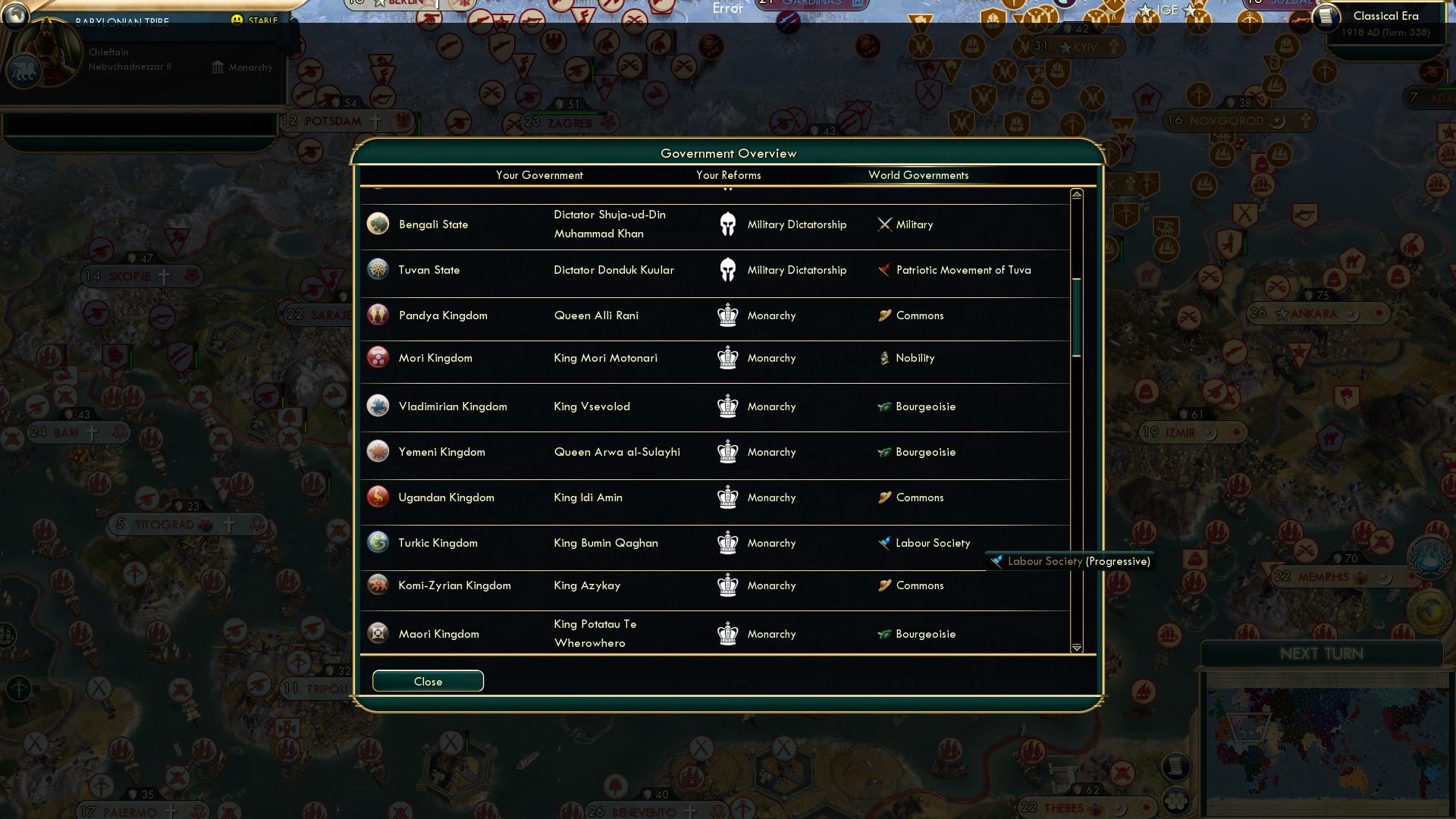 CBR In-Game Screenshot of Government Screen - Part 2