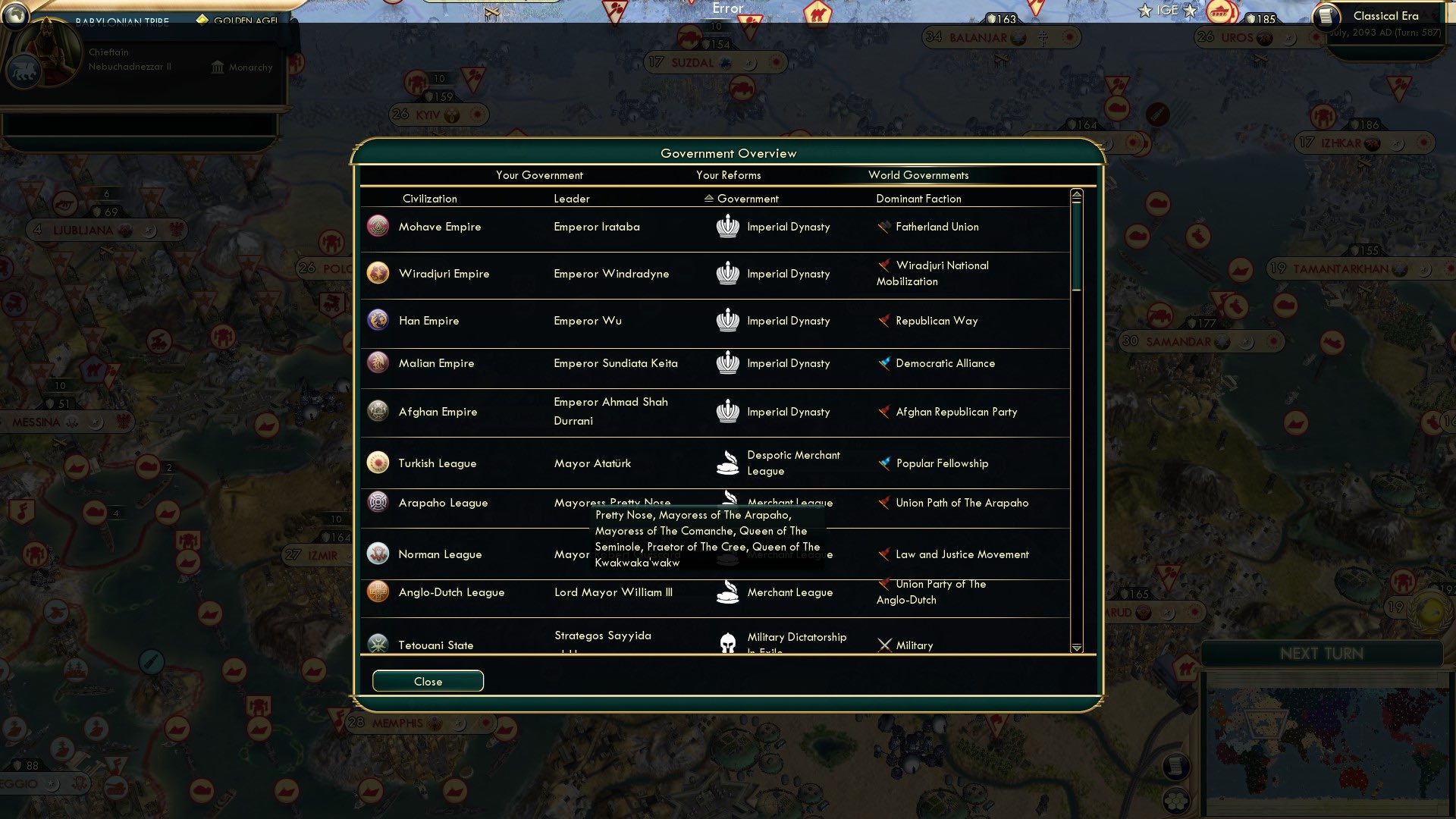 CBR In-Game Screenshot of Alright, how about this: Pretty Nose, the “Empress of Irony” and her Republican Party reign in Han and Afghanistan.