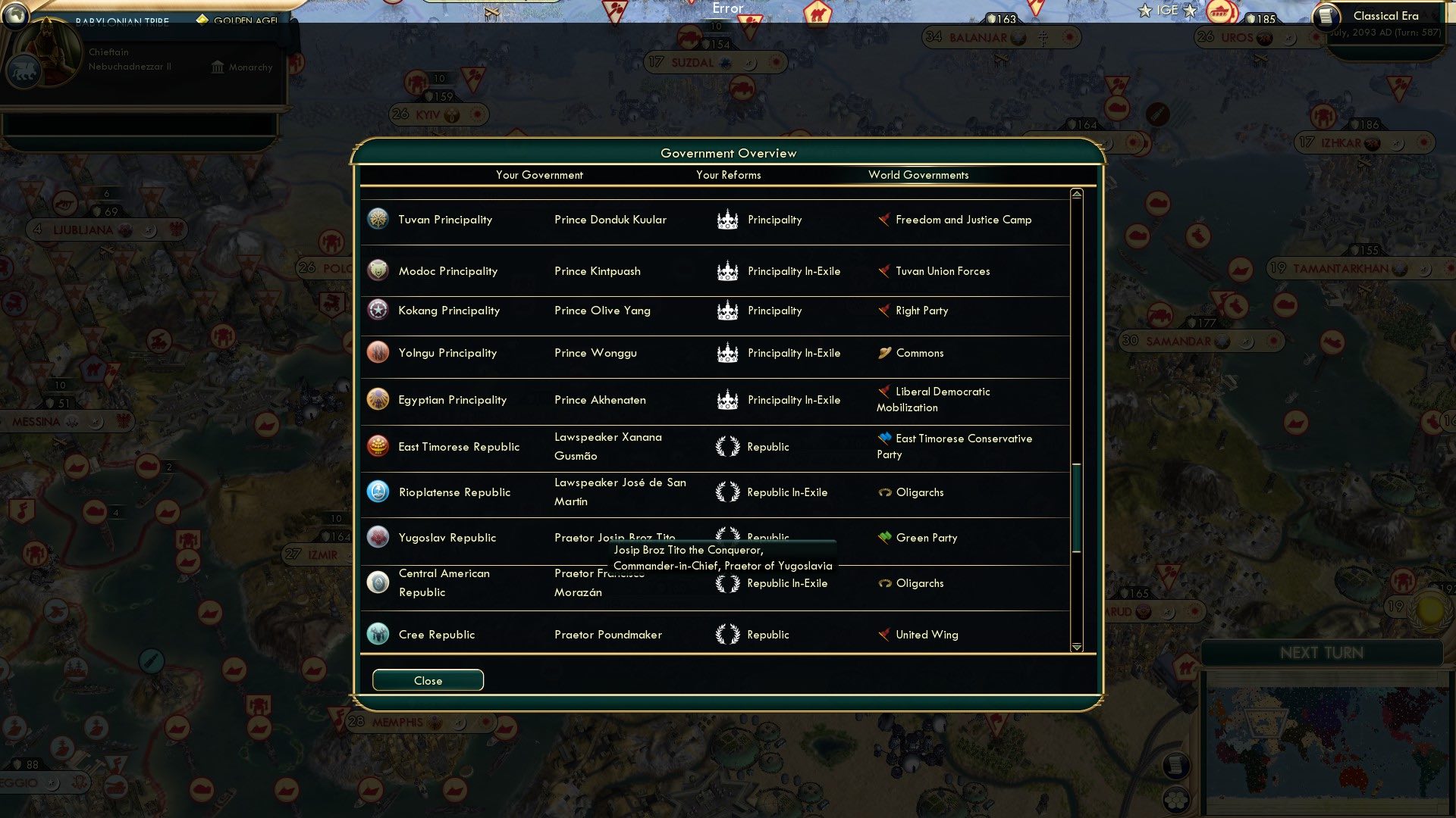 CBR In-Game Screenshot of Conquering Irony of Yugoslavia