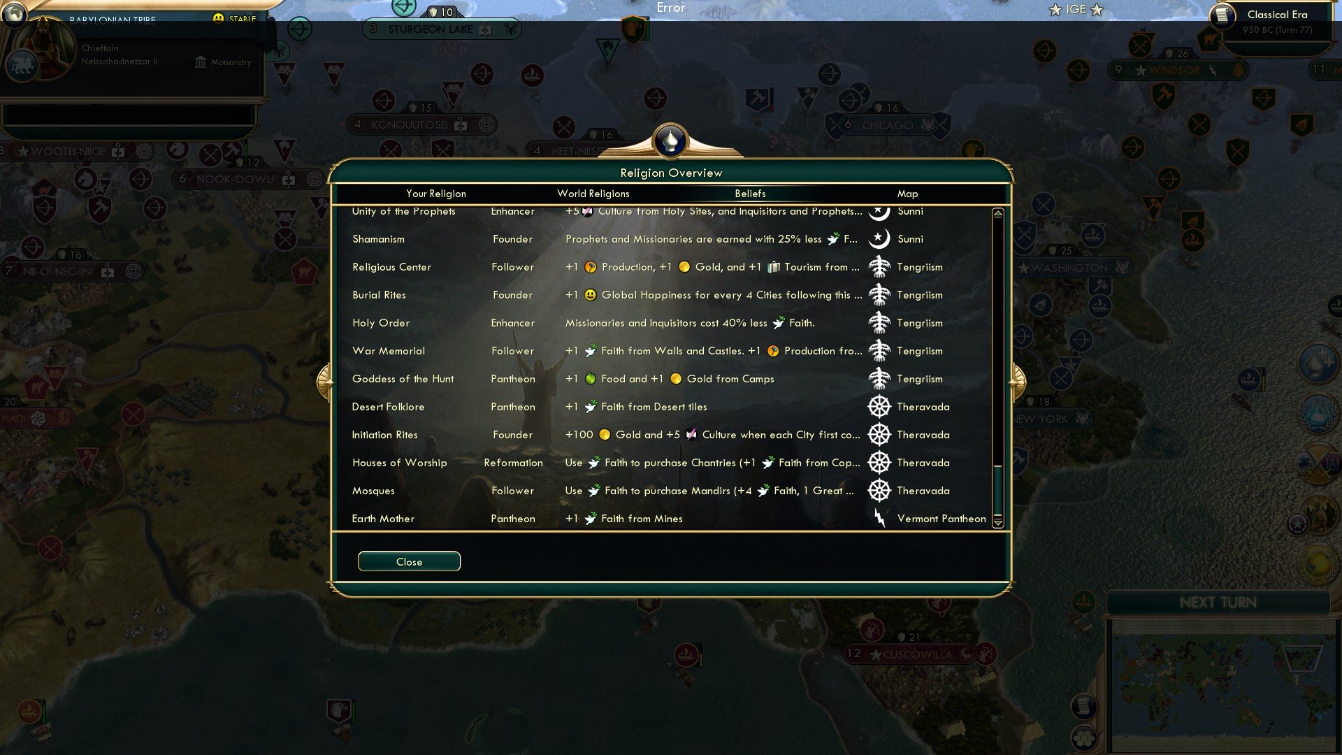 CBR In-Game Screenshot of Tengriism and Theravada