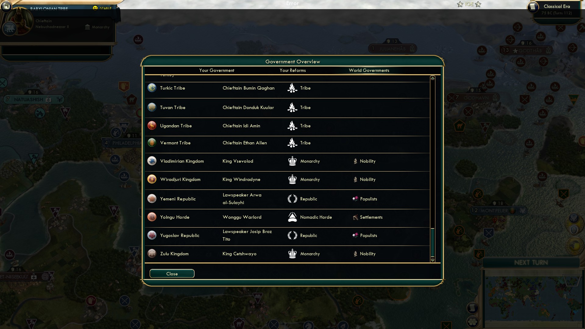 CBR In-Game Screenshot of No cities?