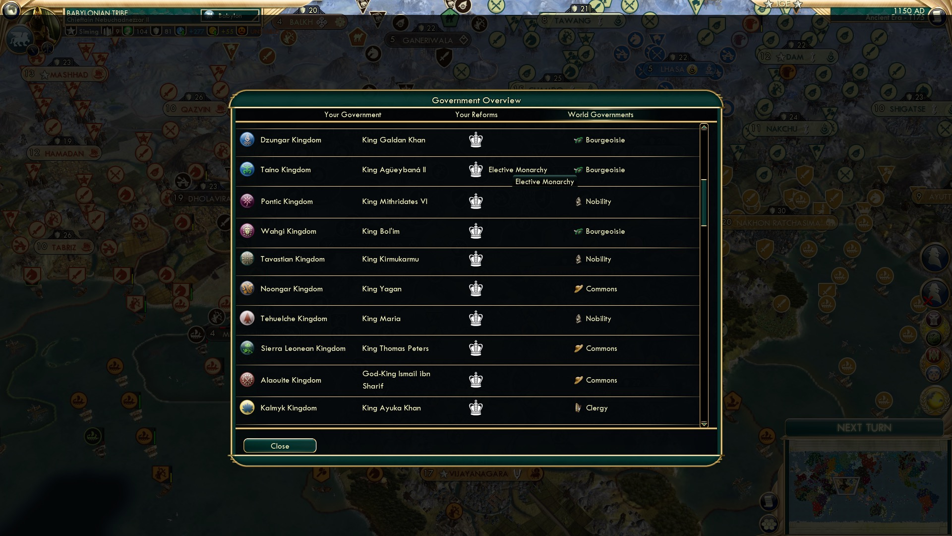 CBR In-Game Screenshot of Getting political