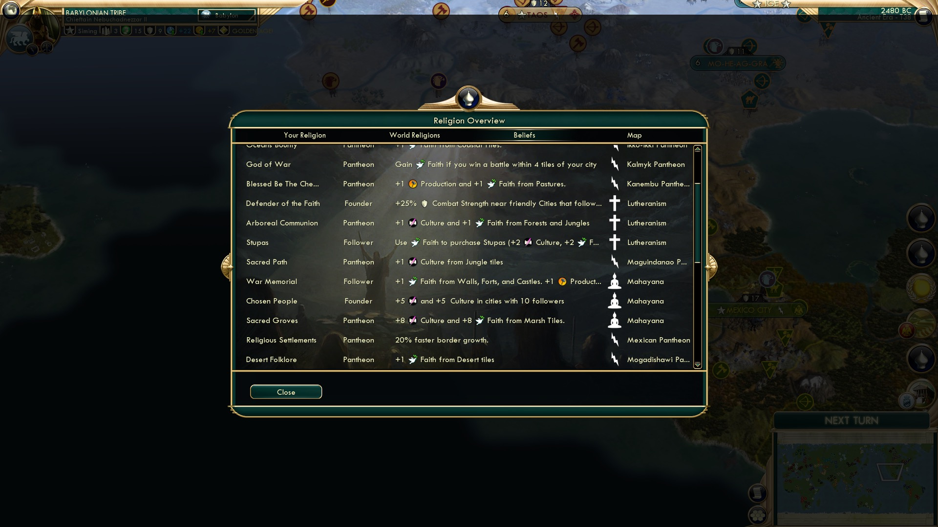 CBR In-Game Screenshot of Beliefs, Part 1