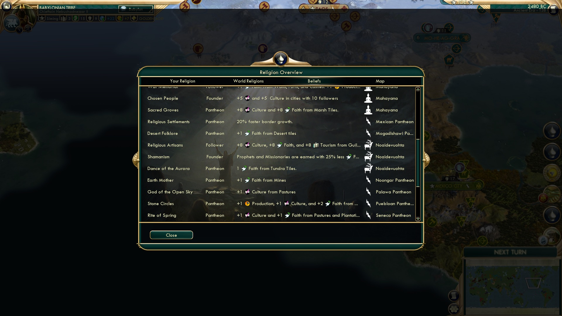 CBR In-Game Screenshot of Beliefs, Part 2