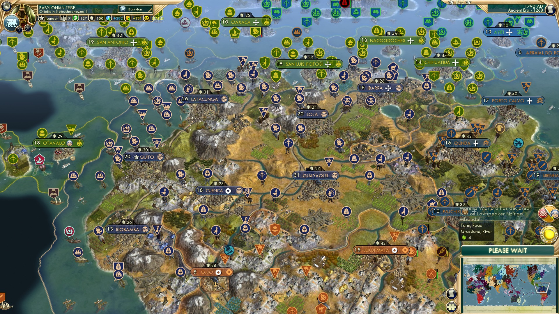 CBR In-Game Screenshot of Ecuador declare war