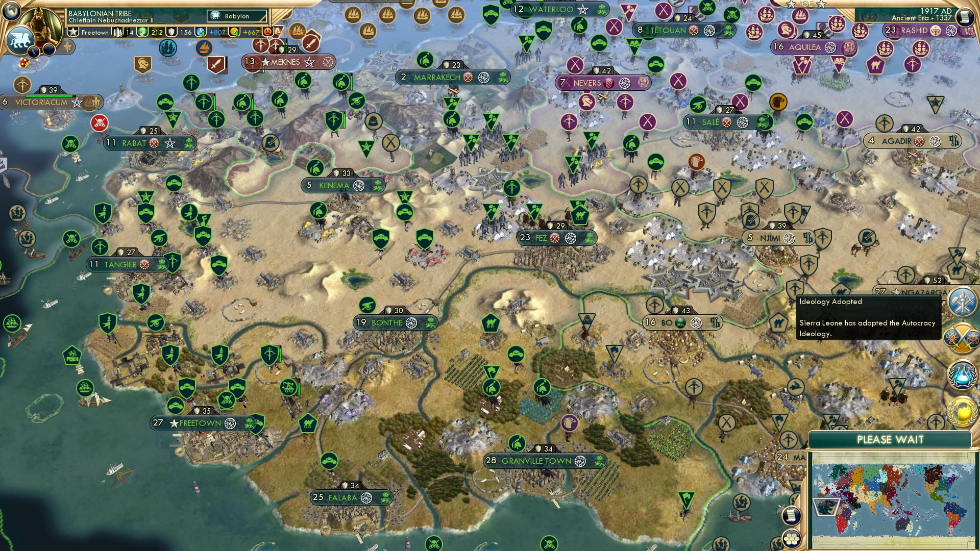 CBR In-Game Screenshot of Sierra Leone rapidly expending the good will from their earlier fun wars