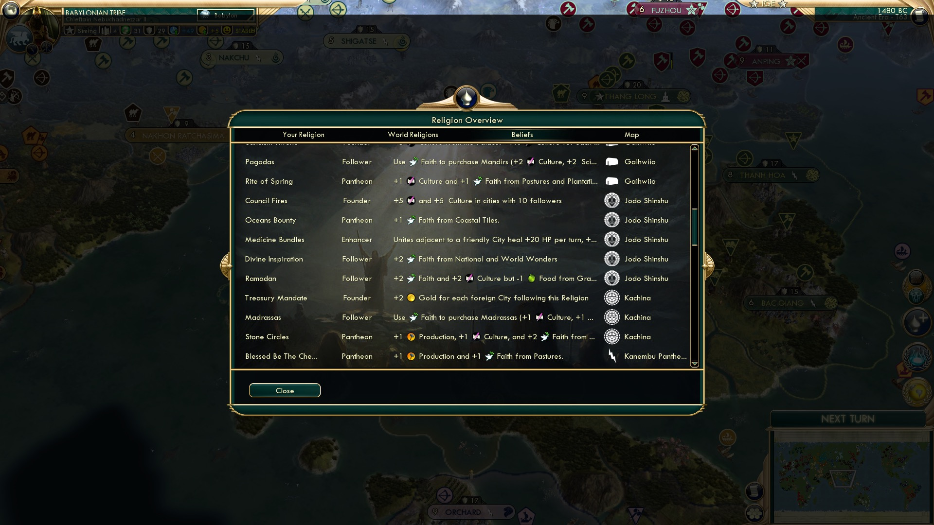 CBR In-Game Screenshot of More beliefs