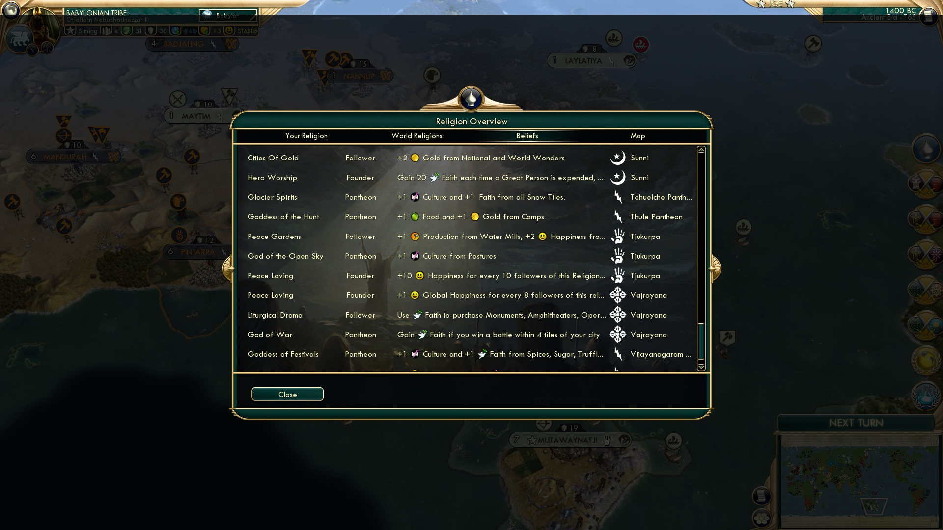 CBR In-Game Screenshot of Other beliefs