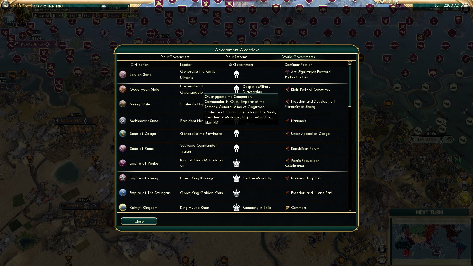 CBR In-Game Screenshot of Gloating Generalissimo Gwanggaeto