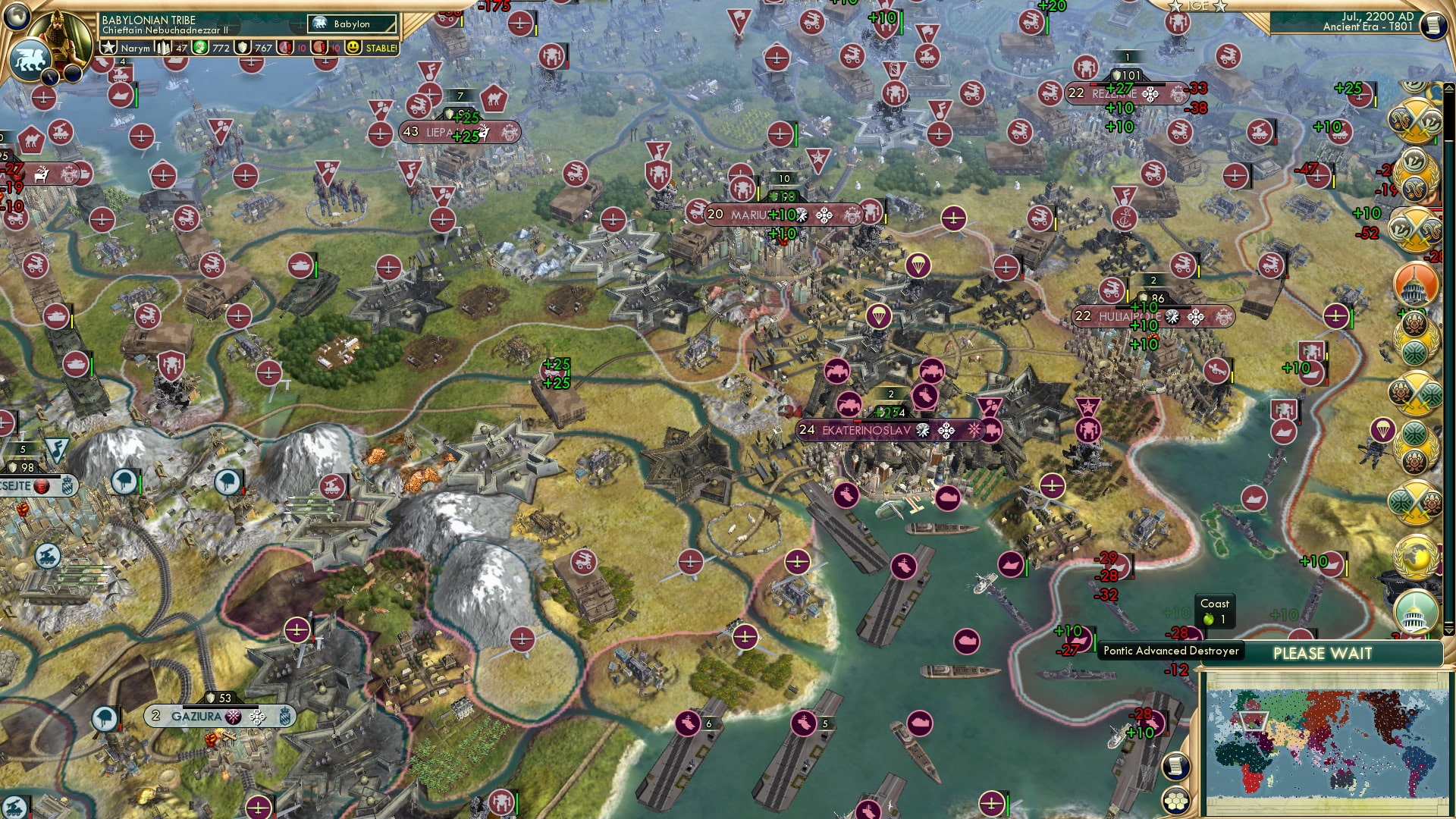 CBR In-Game Screenshot of Holy shit that’s a lot of destroyed cities, and we’re just a turn or two into total war