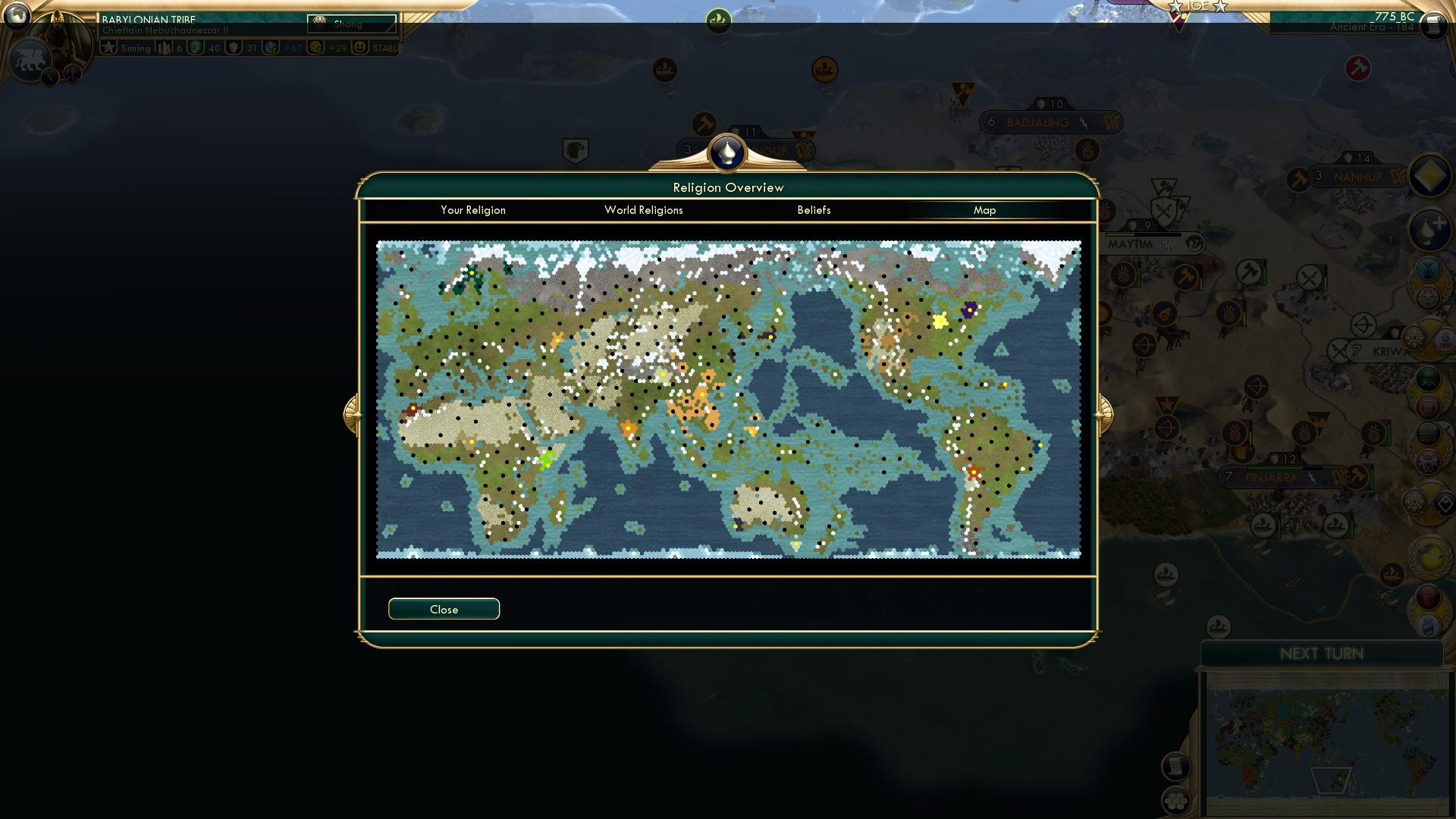 CBR In-Game Screenshot of Religion Map!