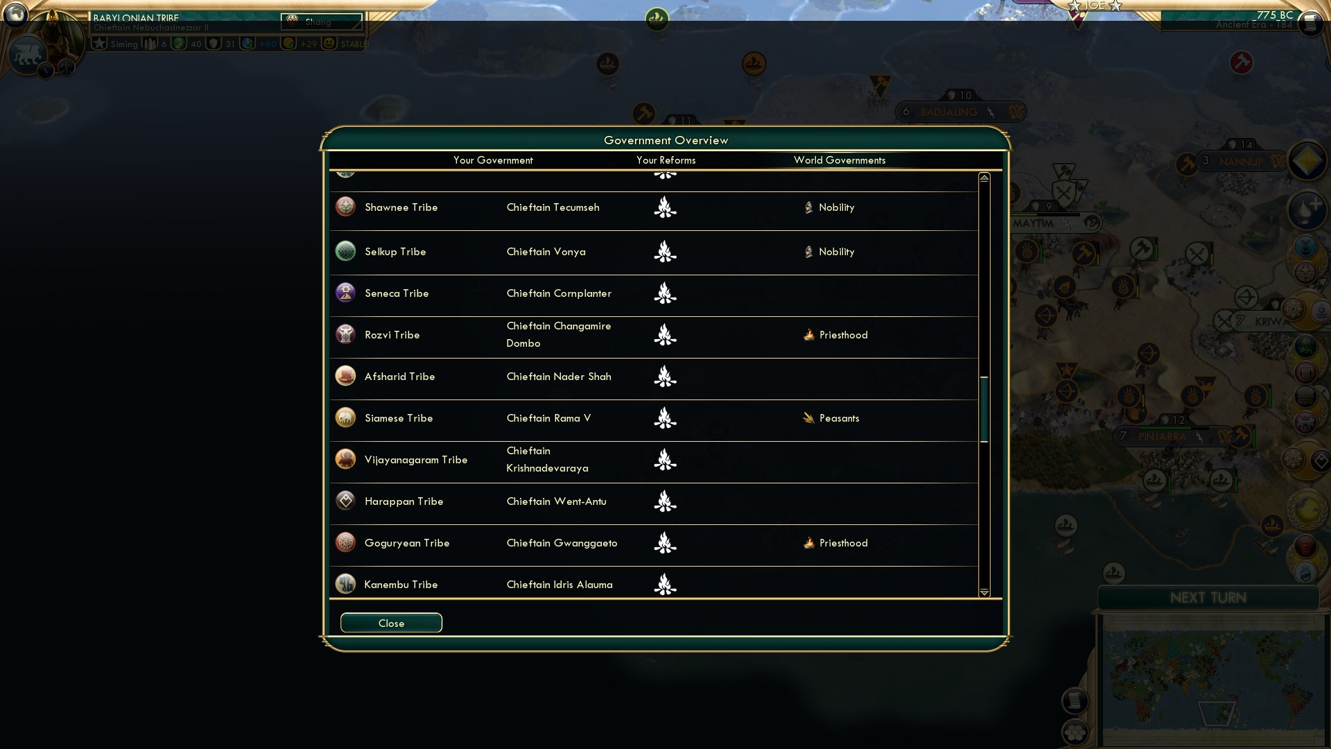 CBR In-Game Screenshot of Governments IIII