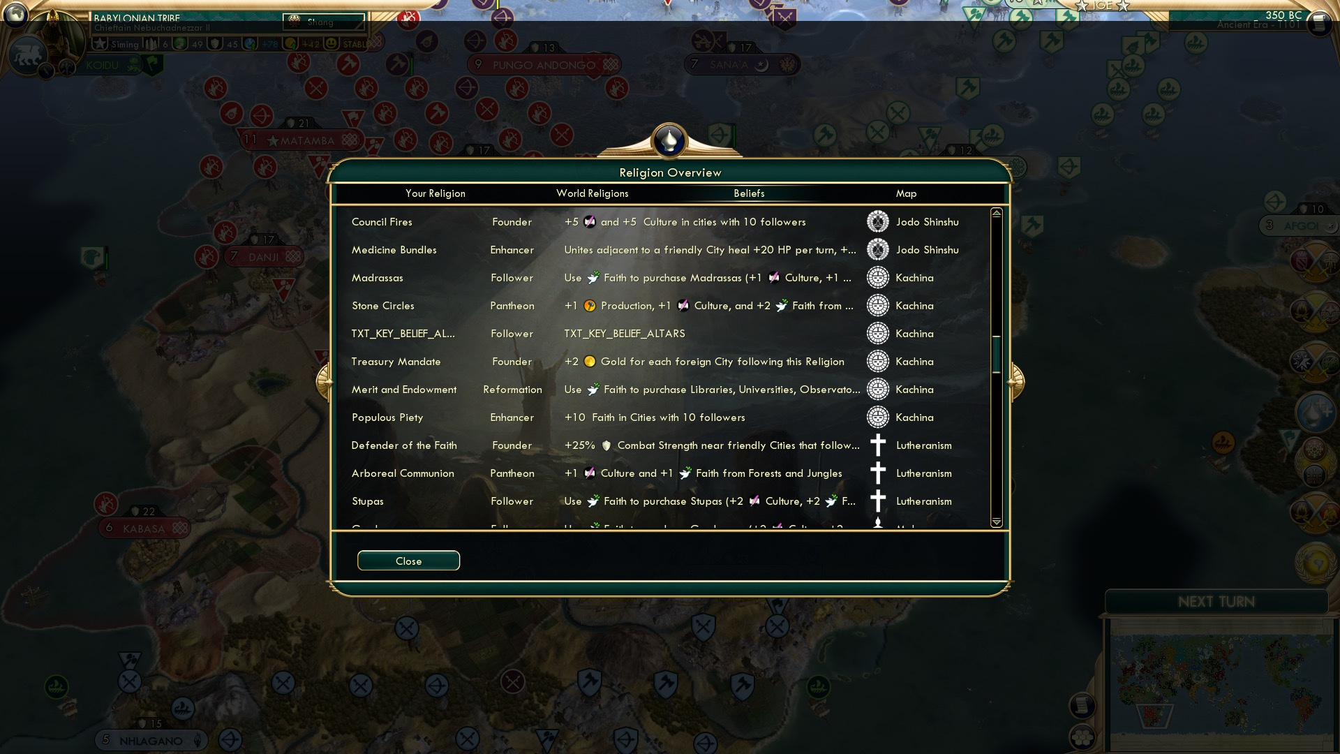 CBR In-Game Screenshot of The Expansion of Religions