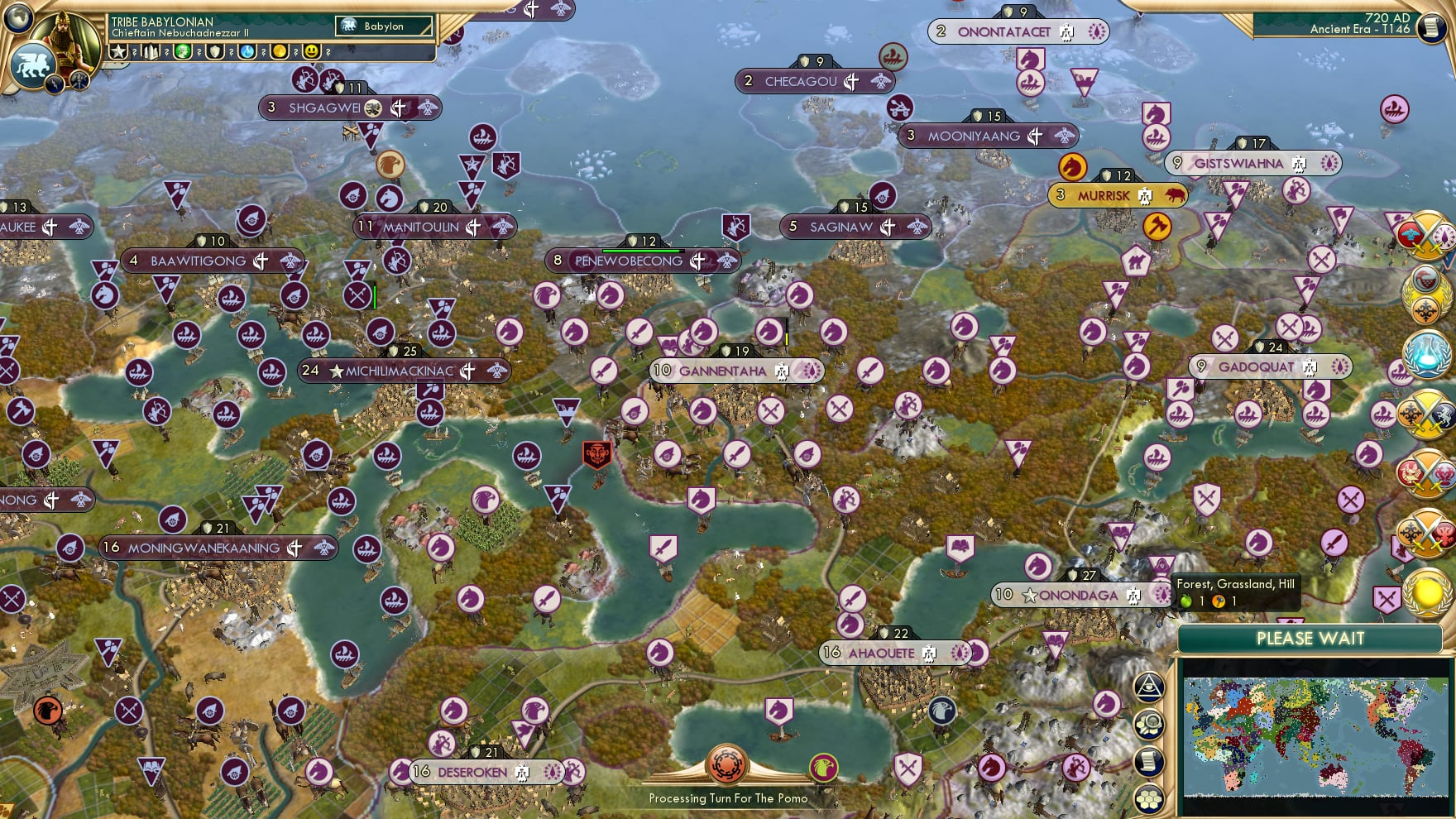 CBR In-Game Screenshot of Slaps the difficult terrain of the great lakes region. This baby can grind up a lot of Onondagan troops.