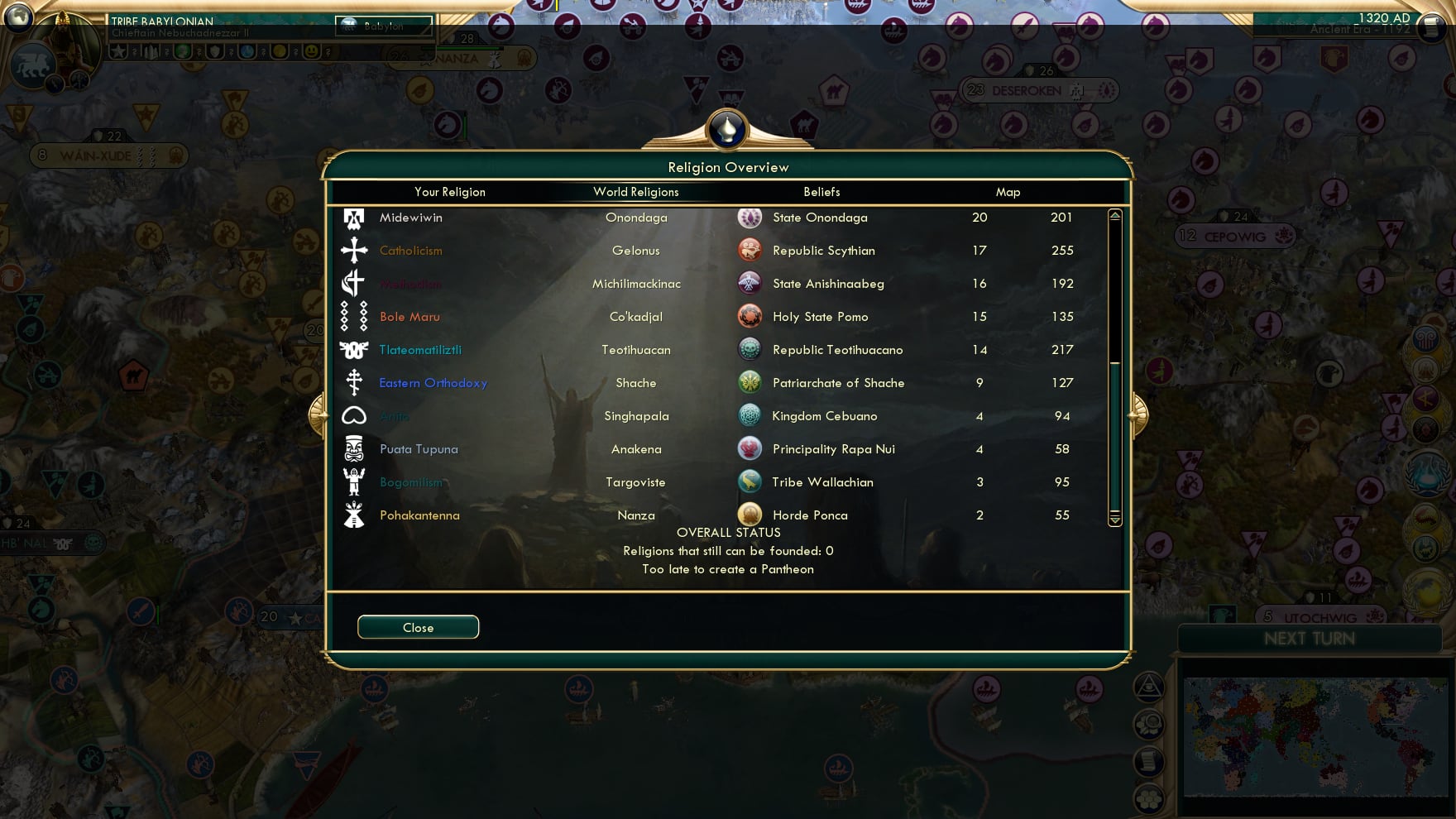 CBR In-Game Screenshot of Religion anti-matters
