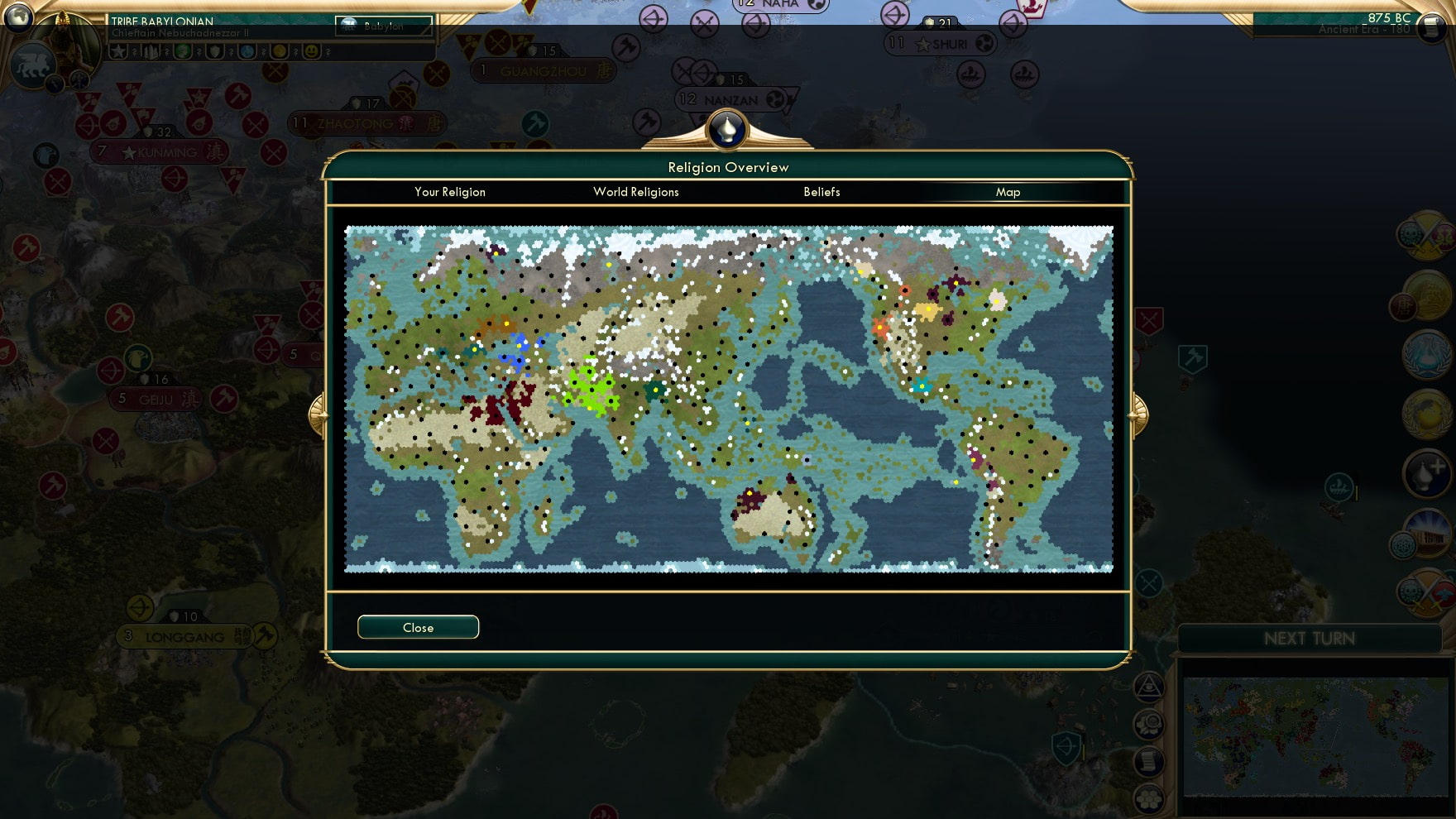 CBR In-Game Screenshot of Religions Continued But Map!