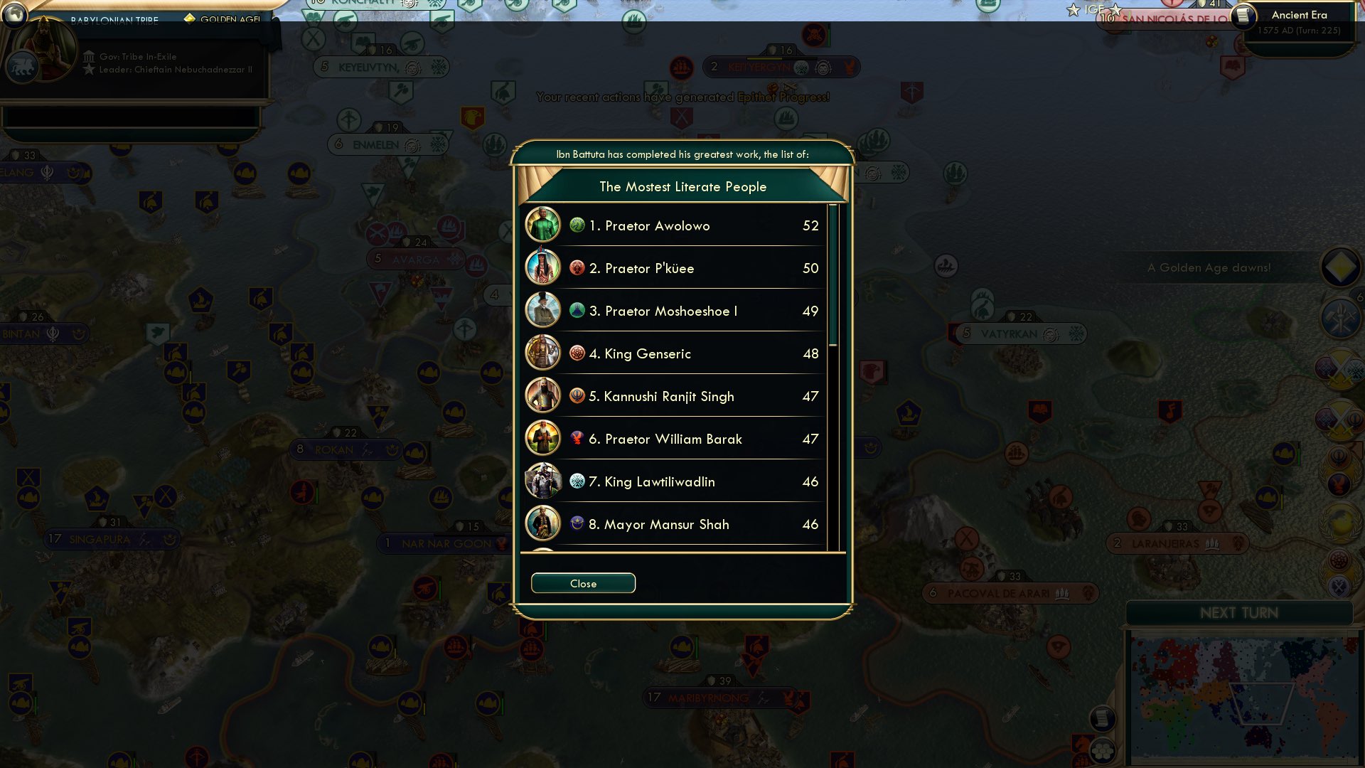 CBR In-Game Screenshot of Ibn Battuta’s most literate people