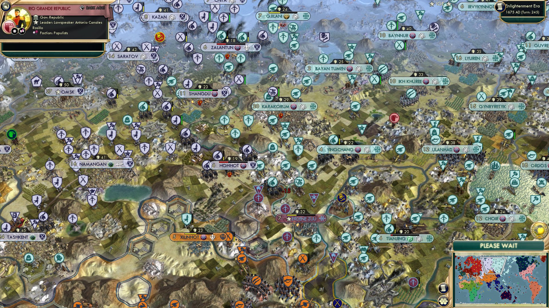 CBR In-Game Screenshot of 1 city left