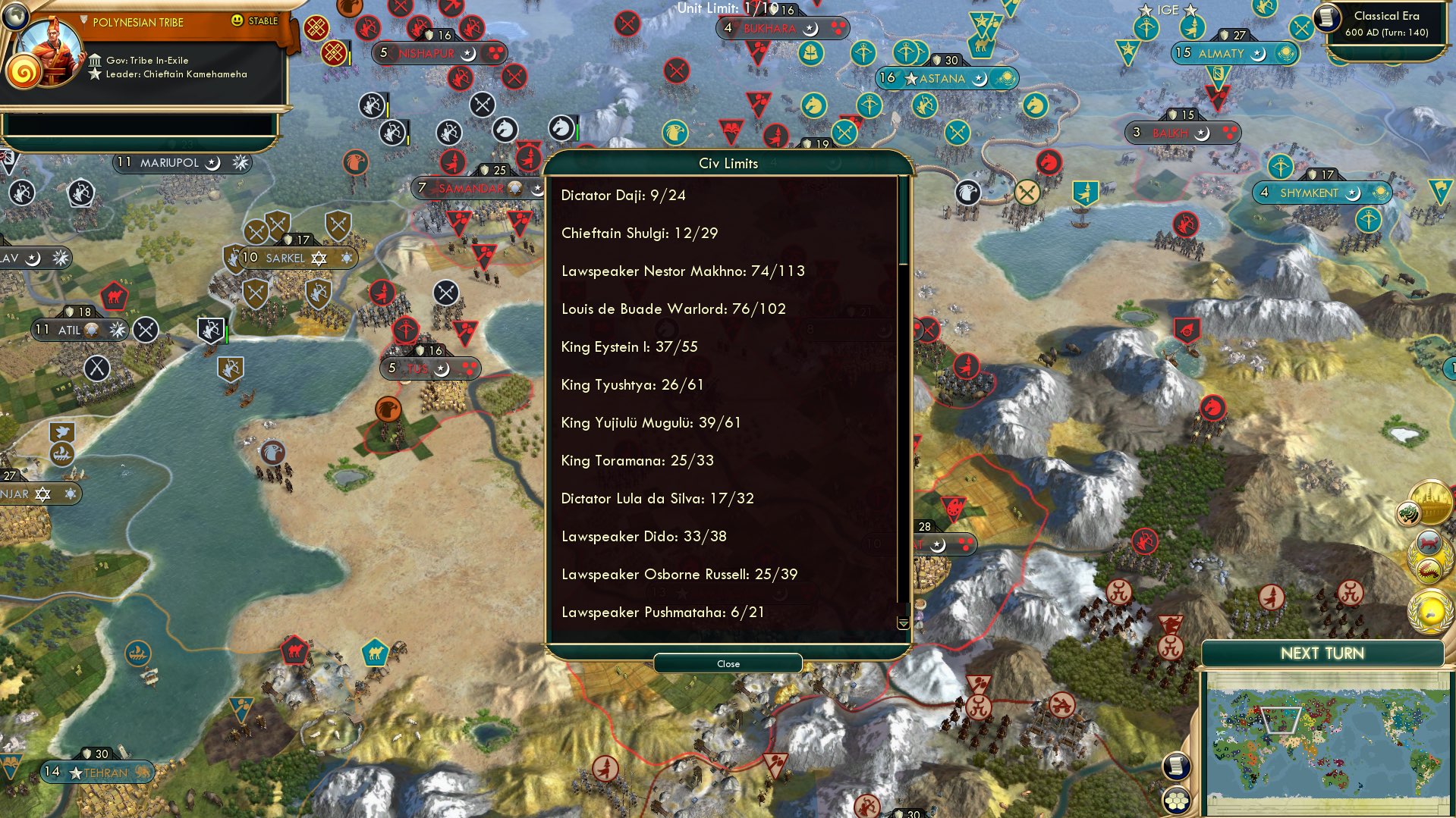 CBR In-Game Screenshot of Unit Limits