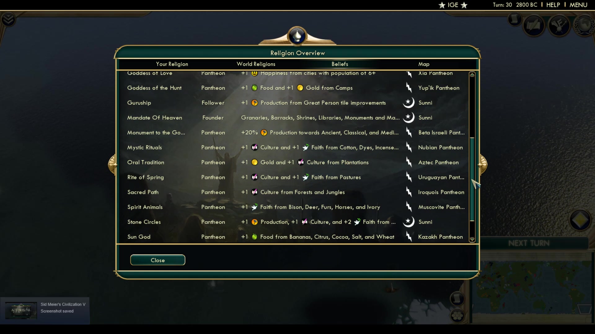 CBR In-Game Screenshot of Pantheons (continued)