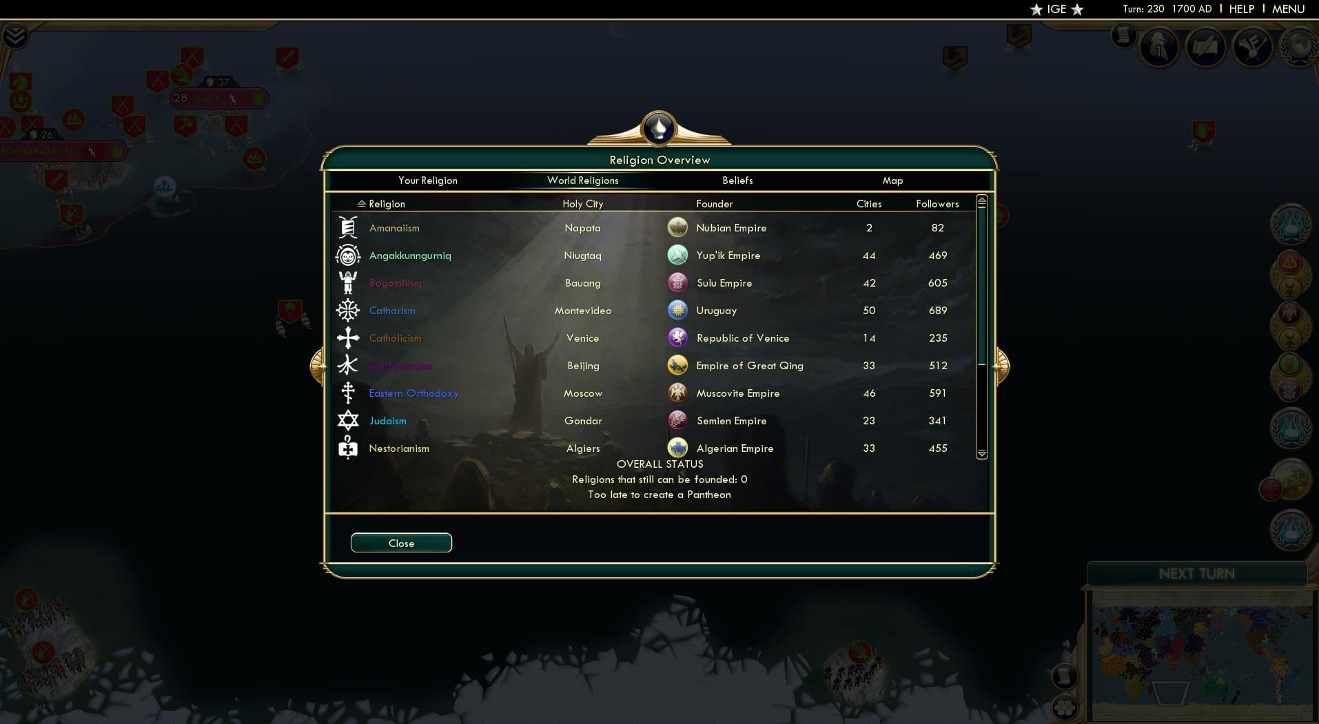 CBR In-Game Screenshot of Uruguay are even the best at religion?!