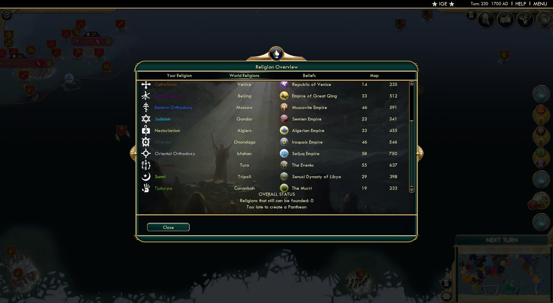 CBR In-Game Screenshot of More Religions