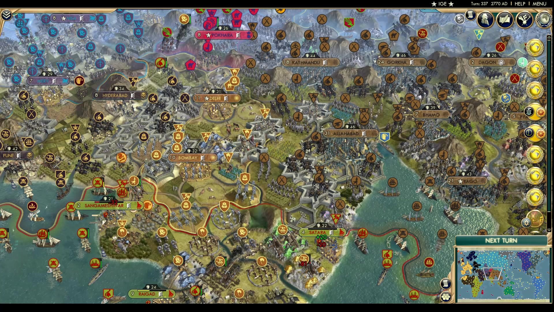 CBR In-Game Screenshot of Defensive positions