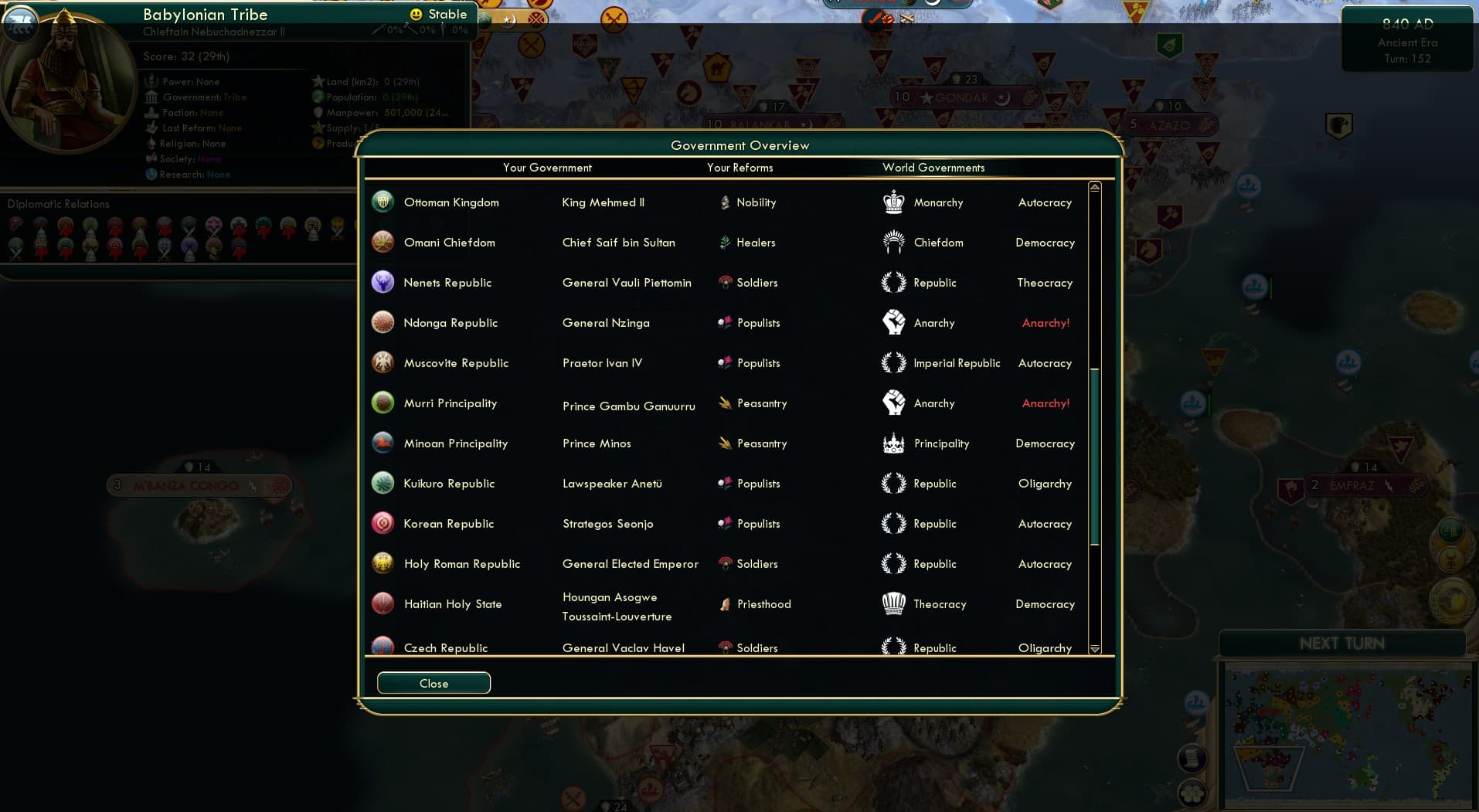 CBR In-Game Screenshot of “General Elected Emperor”